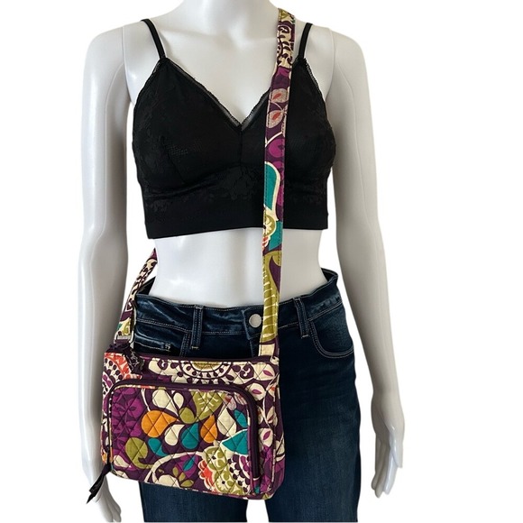 Vera Bradley Colorful Plum Crazy Quilted Crossbody Shoulder Bag Purse - Picture 1 of 12